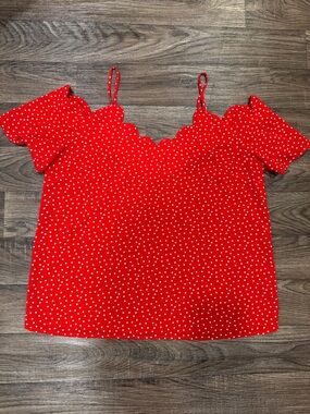 Monteau Los Angeles Red Polka Dot Women's Top